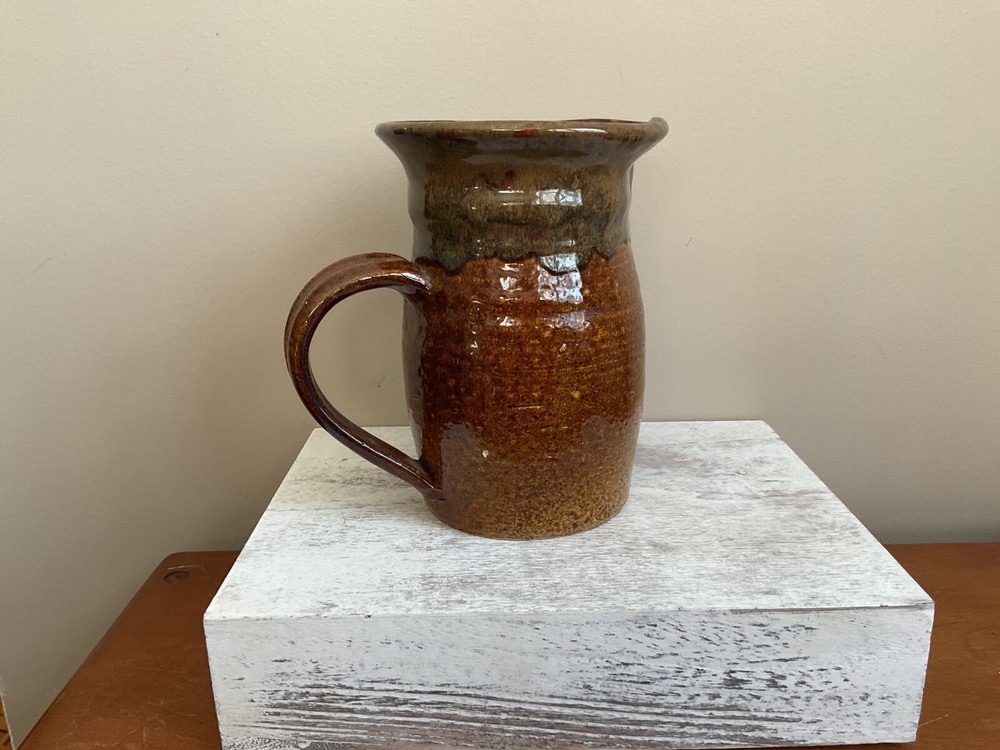 Handcrafted Wisconsin Pottery Pitcher Vase Signed by Artist Brian Marx