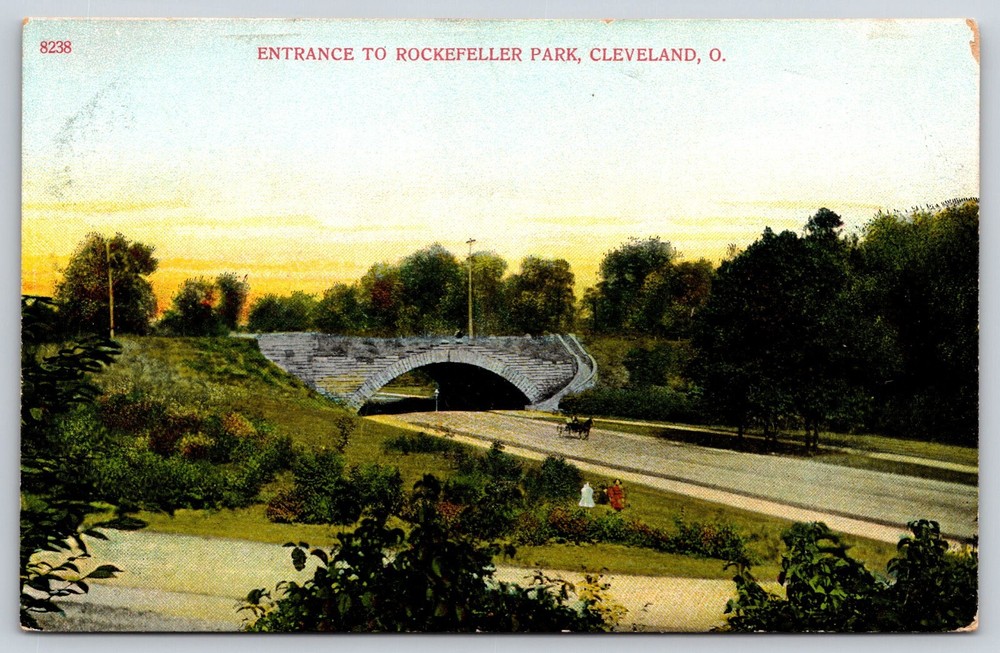 Cleveland Ohio OH Entrance To Rockefeller Park Antique Vintage Postcard 1909