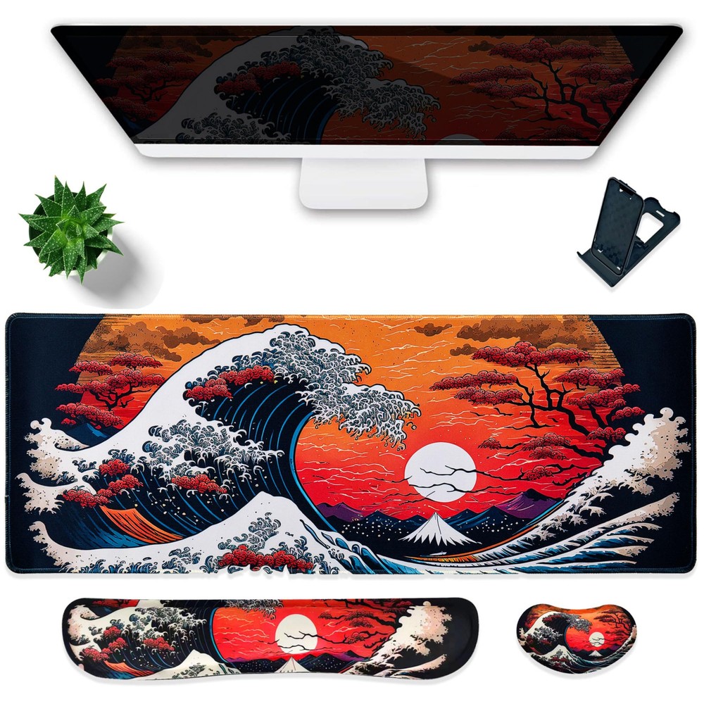 Large Waterproof Gaming Mouse Pad with Wrist Rest Set for Keyboard and Mouse