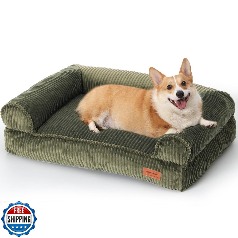 FUKUMARU Fluffy Dog Bed with Waterproof TPU Lining for Dry Comfort