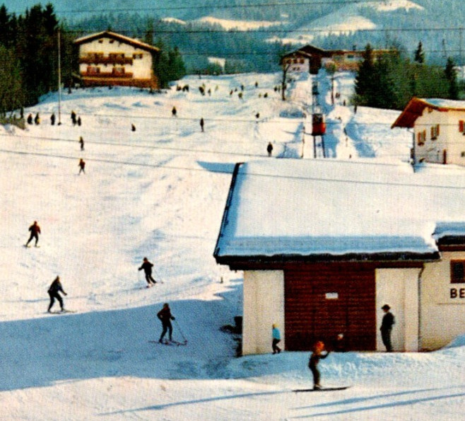 Vintage Postcard St Johann Tirol Austria Snow Skiing Alps Kitzbuheler Horn c1970