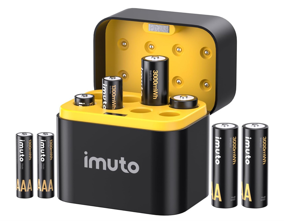 Rechargeable 4 AAA and 4 AA Batteries Lithium with Charger,8 Pack 1.5 V Triple A