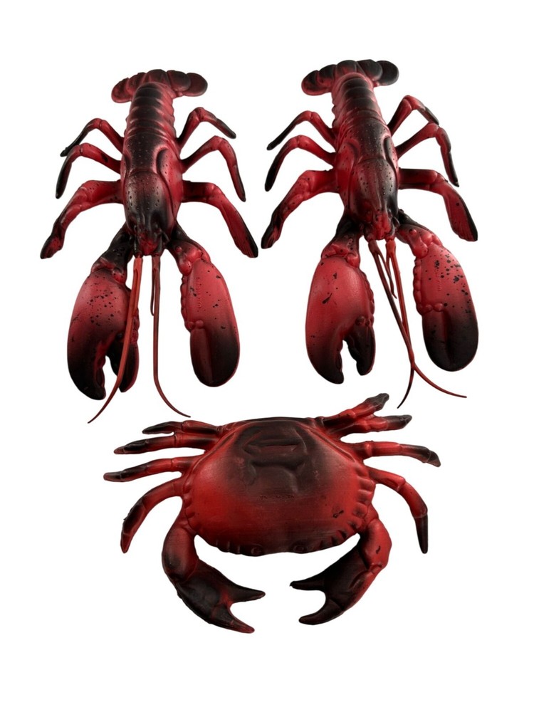 Realistic Blow Mold Lobster Crab Toys Marine Life 12 Inch Ocean Party Decoration