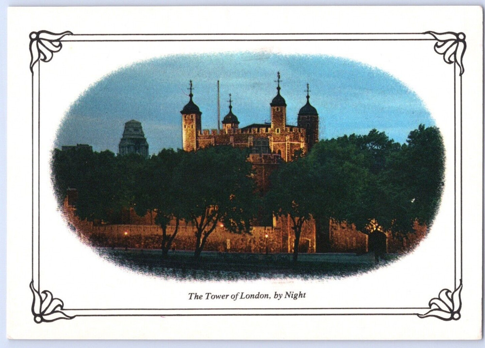 England UK Tower of London by Night Landscape Portrait Colourmaster Postcard