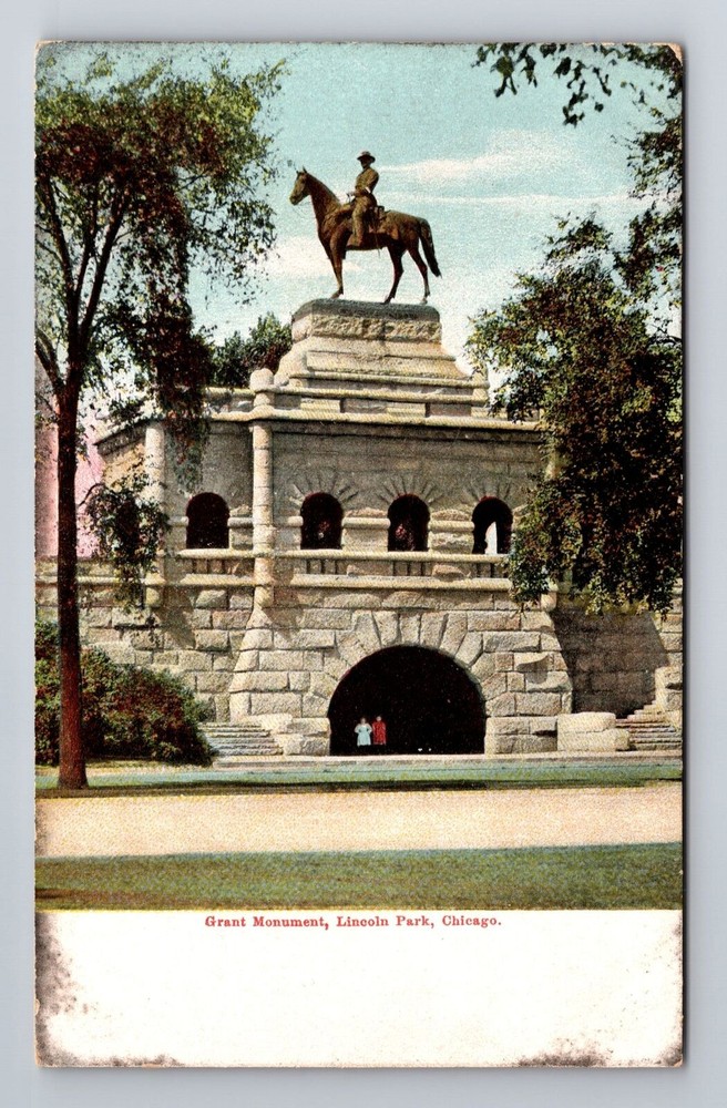 Chicago IL-Illinois, Grant Monument, Lincoln Park, Antique, Vintage Postcard