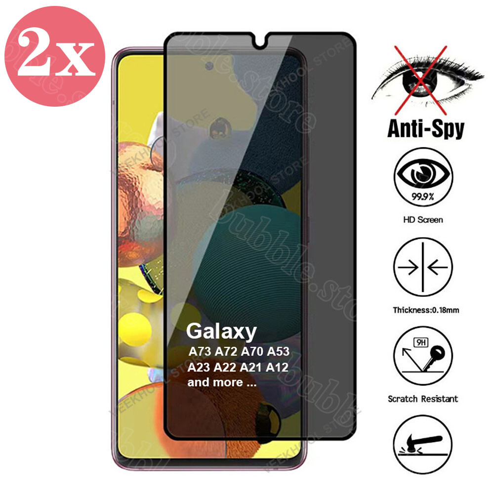 2 X Protector pantalla vidrio privacidad para Samsung Galaxy A14 A13 A53 A54 A35