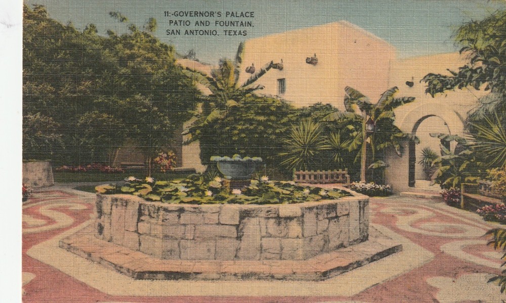 San Antonio TX- Texas, Governor's Palace Patio And Fountain, Vintage Postcard