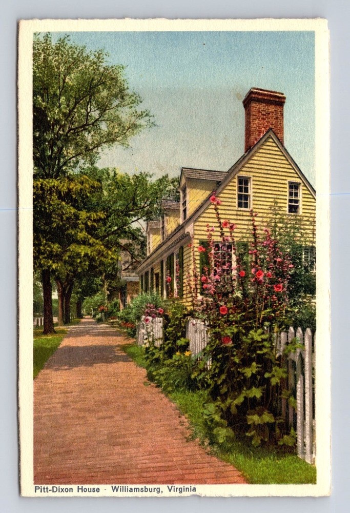 Williamsburg VA-Virginia, Pitt Dixon House, Antique, Vintage Souvenir Postcard