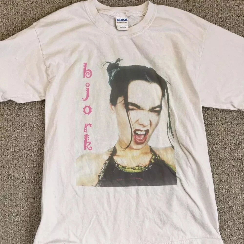 Bjork 90s Graphic White Short Sleeve Unisex Tshirt