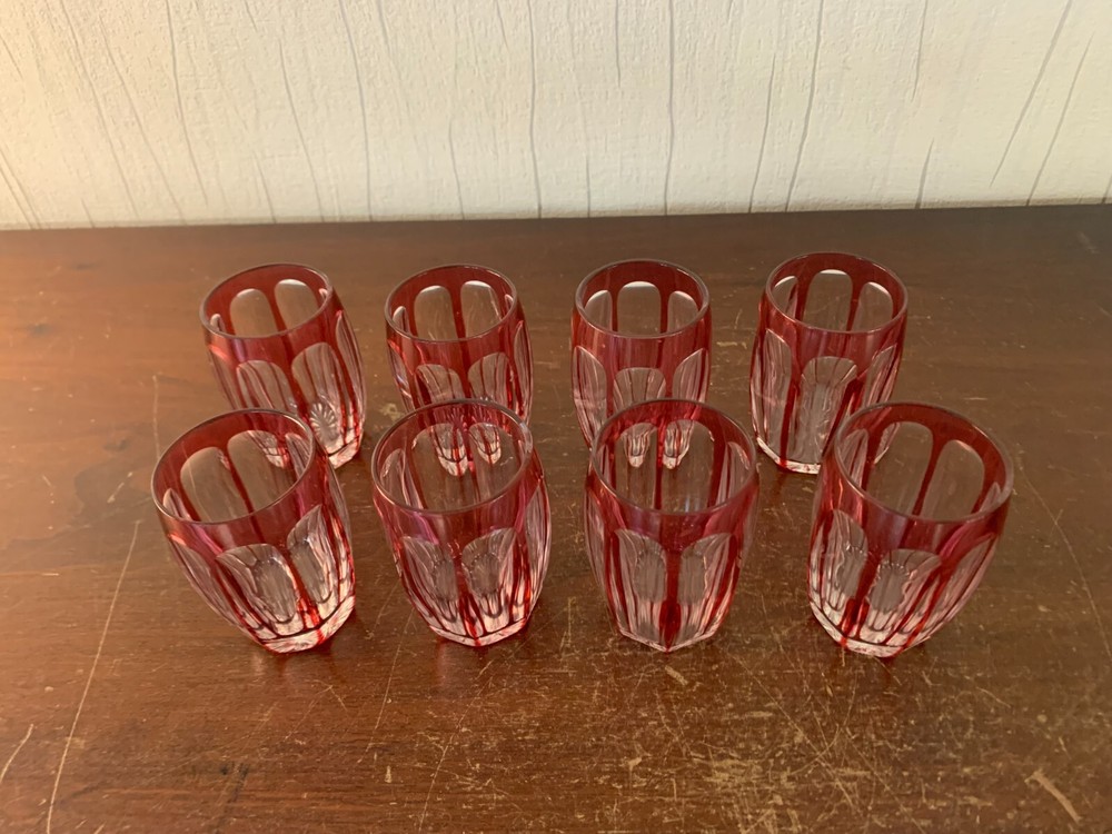 8 Crystal Overlay Liqueur Glasses From Saint Louis (Price Per Unit)