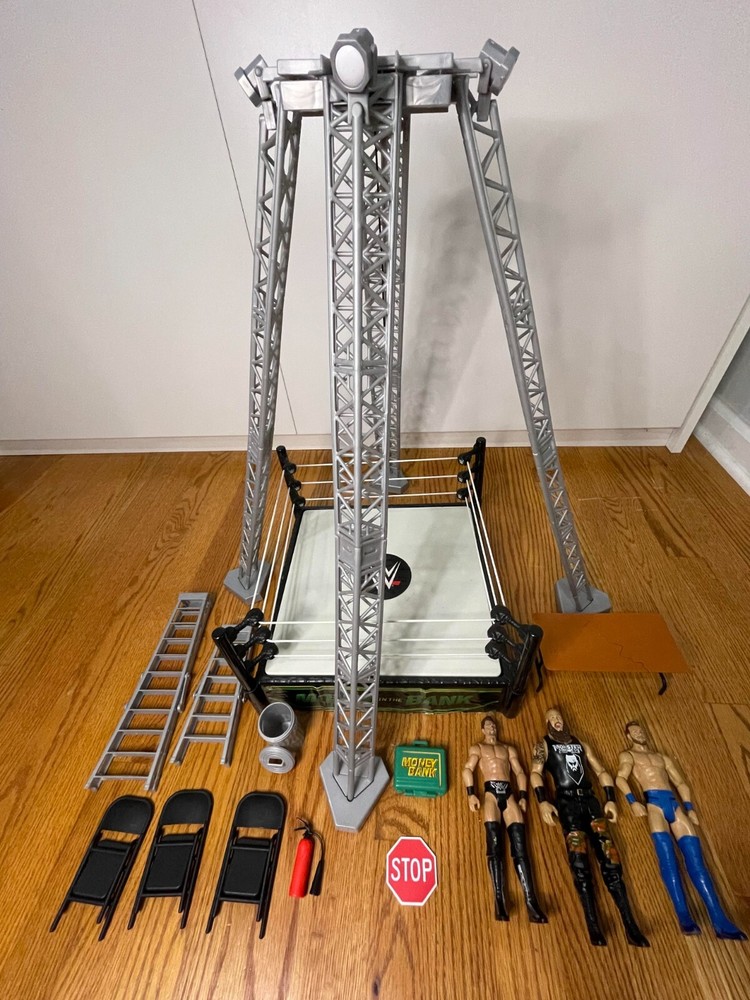 WWE Money in the Bank Playset - Ring, 3 Action Figures, Briefcase, Tower, Props
