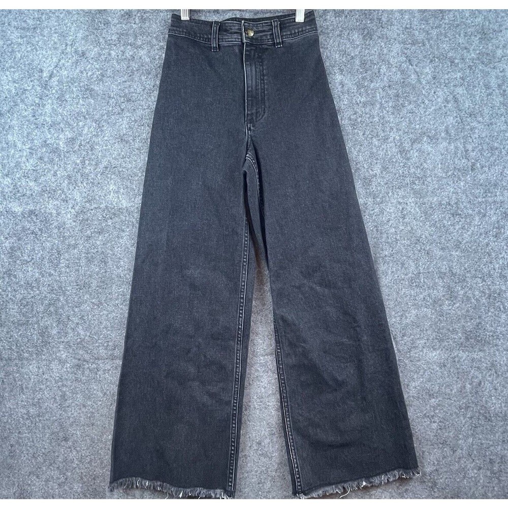 Billabong Womens Black Wide Leg Skater Jeans Y2K Baggy 24 Pocketless Fray