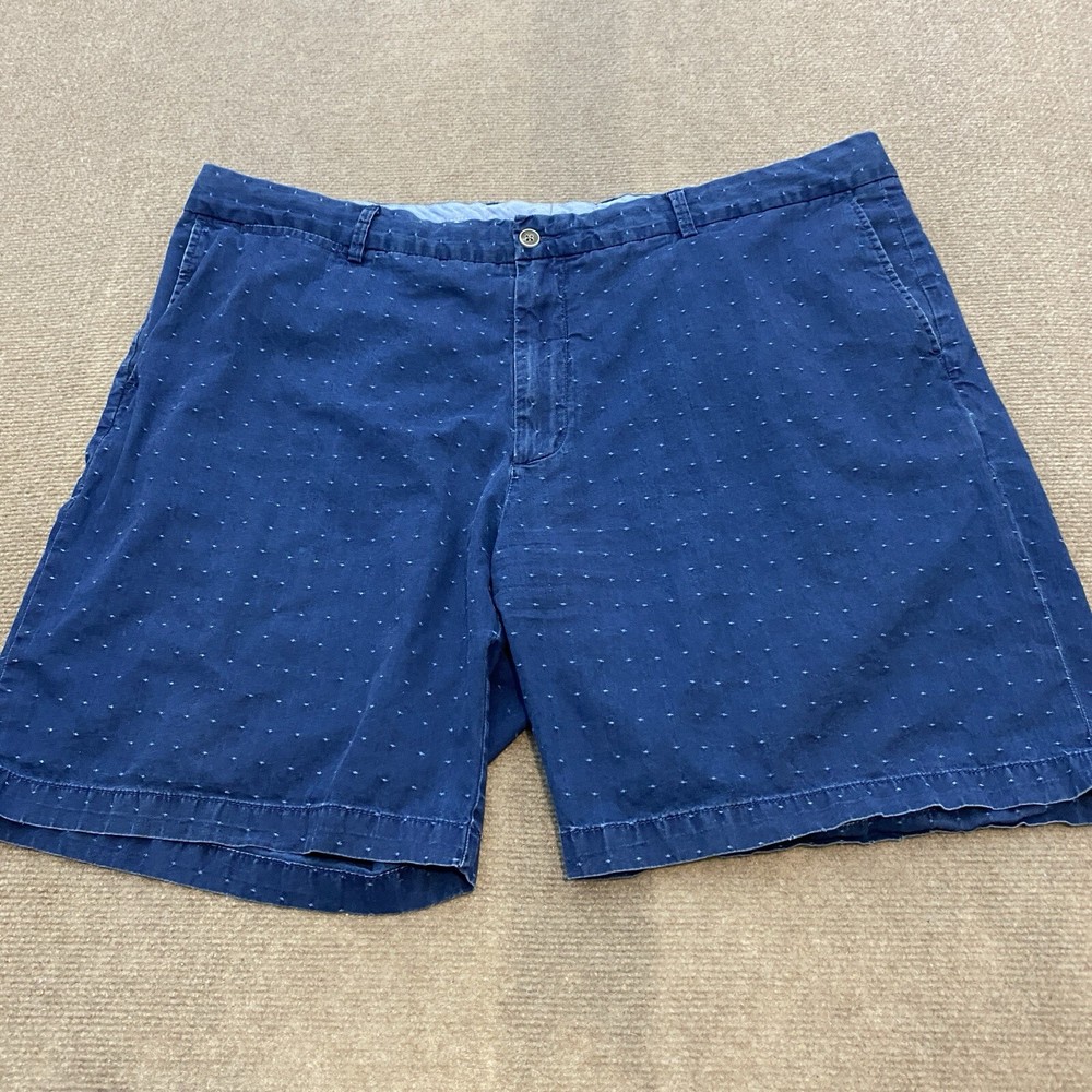 Peter Millar Chino Shorts Men's 42 Blue Polka Dot Flat Front Cotton Preppy Logo