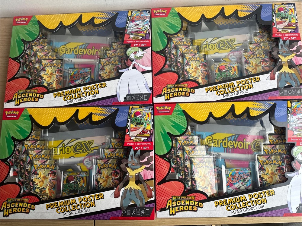 Pokemon Ascended Heroes Lot 4 Premium Poster Collection Mega Lucario + Gardevoir