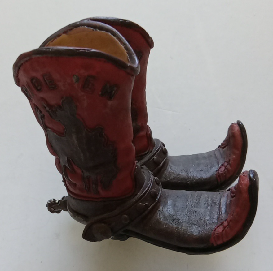 Miniature Resin Pair Of Western Cowboy Boots Figurine 3 1/2 inch