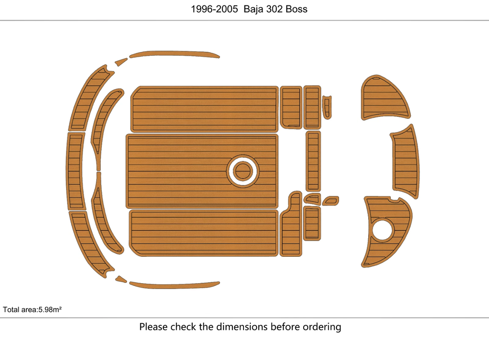 1999 Baja 302 Boss Swim Platform Cockpit Boat EVA Pads Foam Teak Deck Flooring