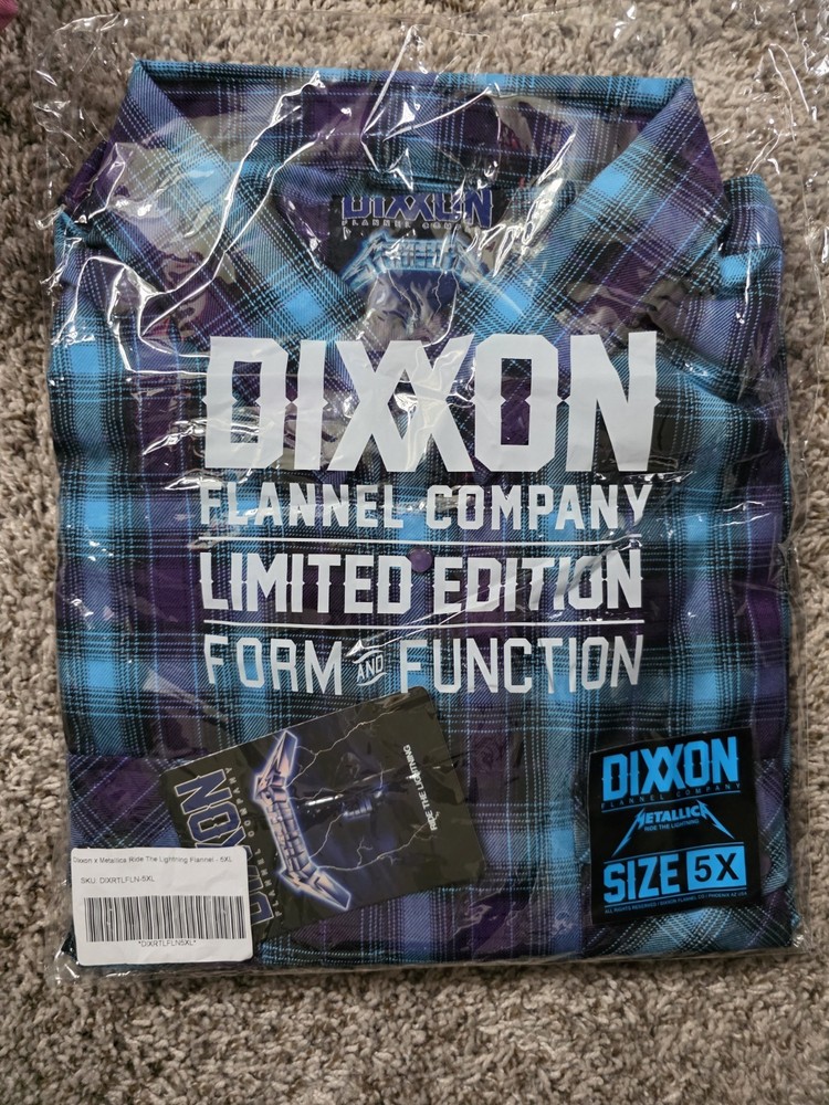 Dixxon Flannel Company Metallica Ride The Lightning Plaid Flannel Shirt Men’s 5X