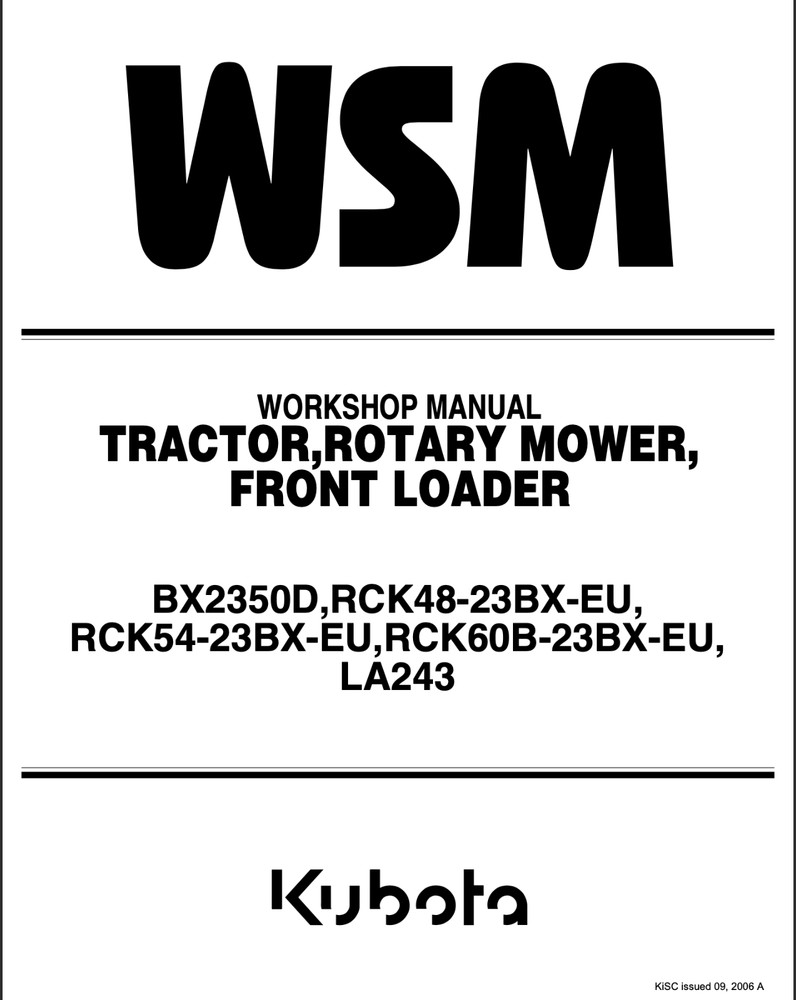 Kubota BX2350D LA243 RCK Service Repair Manual, Workshop Manual