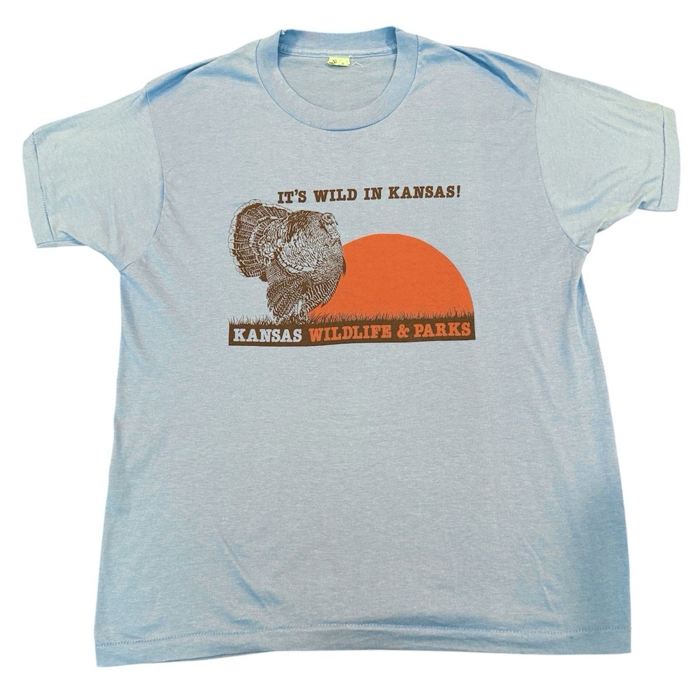 Vtg Kansas Wildlife Parks t-shirt XL Single Stitch Wild Turkey Made USA Nature