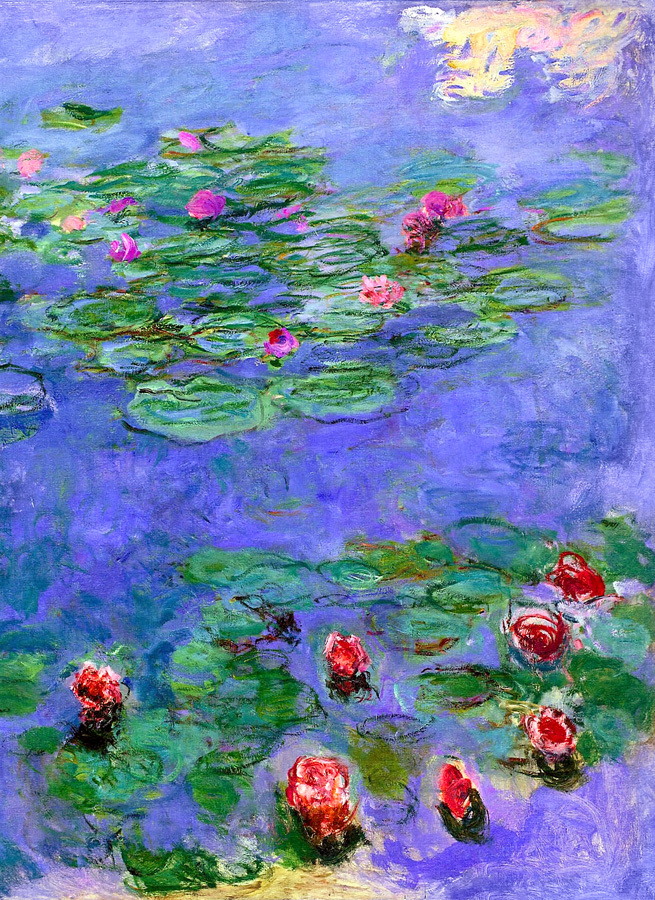 CLAUDE MONET ~ Water lilies red #2 ~ *FRAMED* CANVAS ART Poster ~ 16