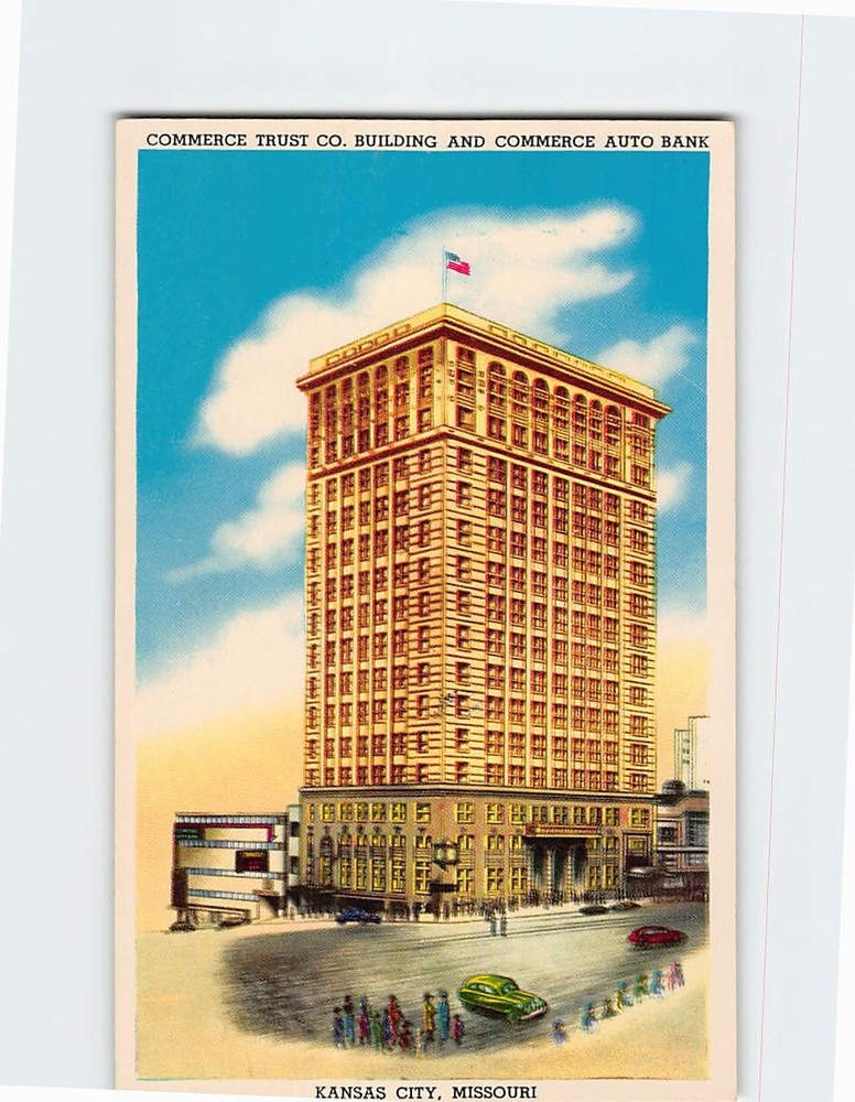 Postcard Commerce Trust Co. Building & Commerce Auto Bank Kansas City Missouri