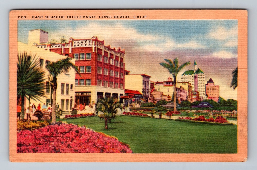 Long Beach CA-California East Seaside Boulevard Vintage Postcard
