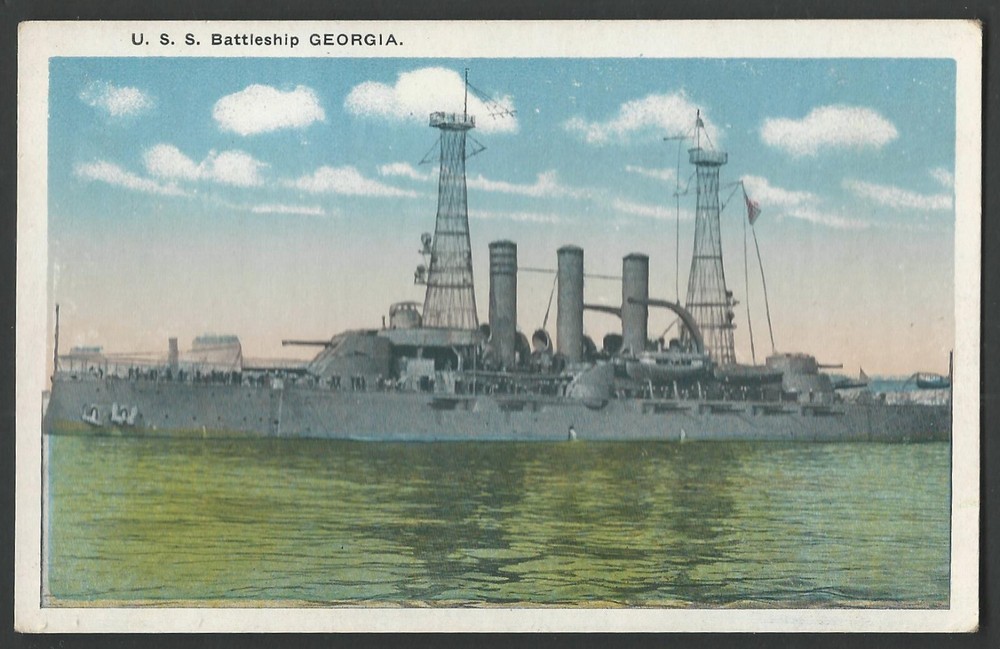 U.S. NAVY Battleship U.S.S. GEORGIA (BB-15) Divided Back Postcard  White Border