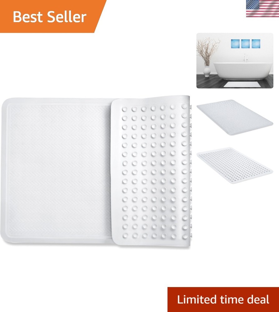 Premium White Non-Slip Shower Mat 27x18 with Strong Grip Tech