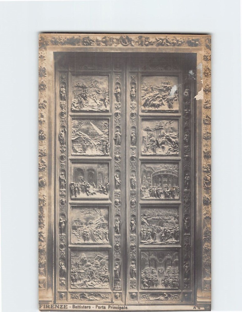 Postcard Gates of Paradise Florence Baptistery in Italy