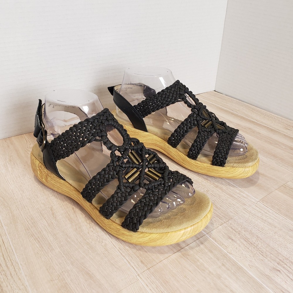 Alegria Jena Black Braided Gladiator Sandals Women’s Size 7.5 EU 38 Comfort Cork