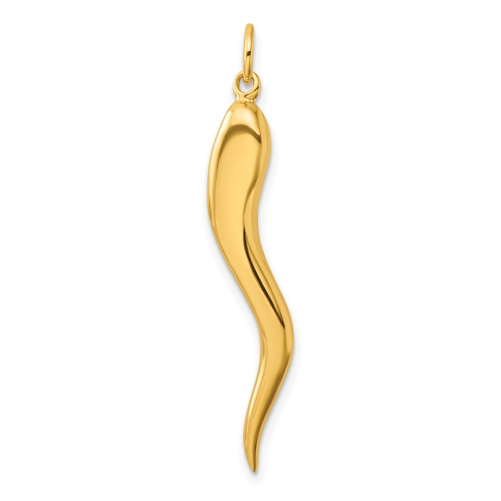 Sterling Silver Gold-tone Polished Italian Horn Pendant 3.26gm L-1.62 Inch