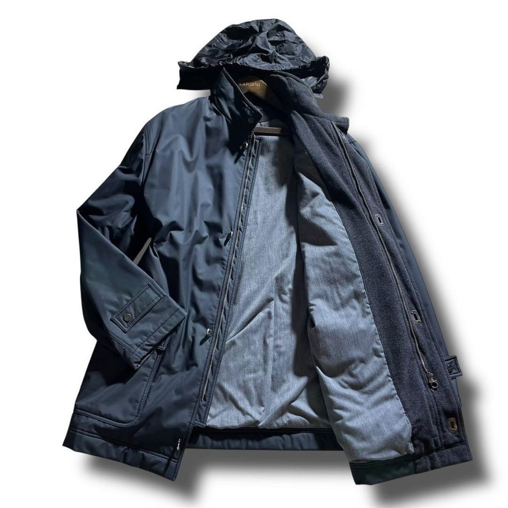 Salvatore Ferragamo Gancini Hooded Coat Nylon Black 52 XL Used