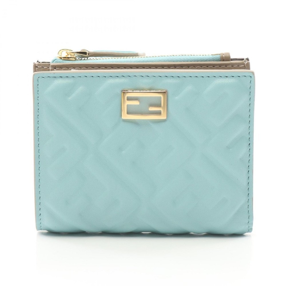FENDI SLIM BIFOLD WALLET IN LEATHER WITH FF PATTERN 643264