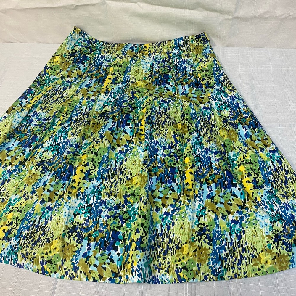 Talbots Multicolor Floral Pleated A-Line Knee Length Skirt Lined Size 12
