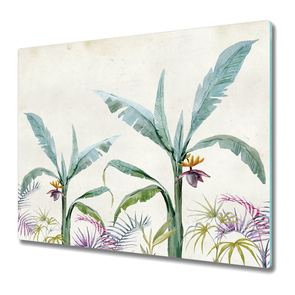 Tempered Glass Chopping Cutting Board Jungle Exotic Floral Tropical 60x52
