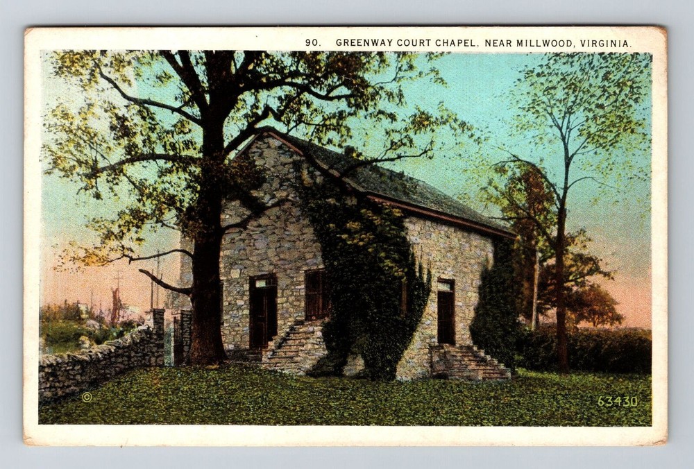 Millwood VA-Virginia, Greenway Court Chapel, Scenic, Vintage Postcard
