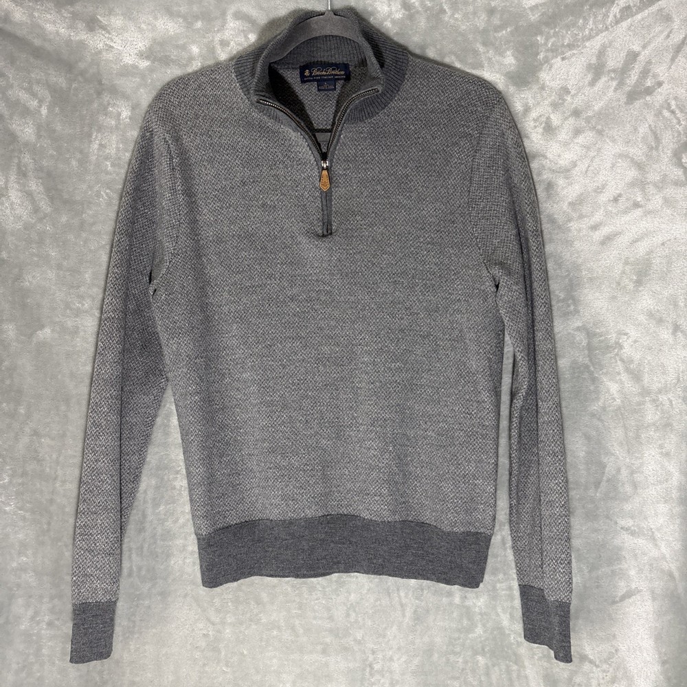 Brooks Brothers Men's Mock Neck 1/4 Zip Sweater, 100% Merino, Fits Size Small**