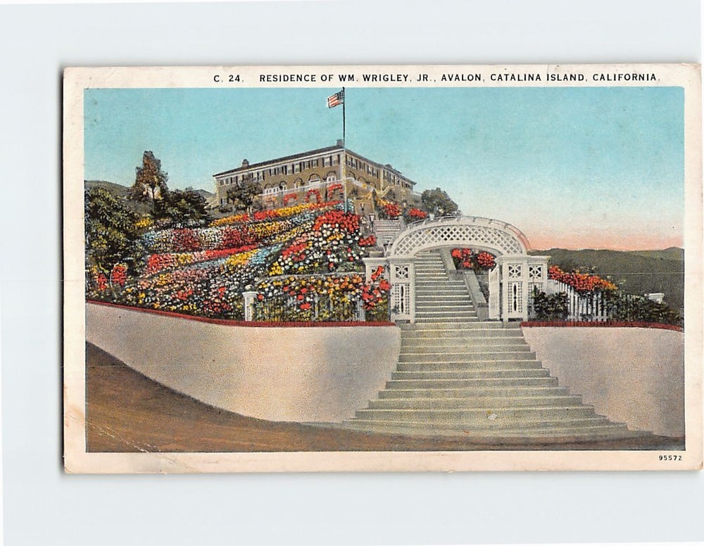 Postcard Residence Of Wm. Wrigley Jr. Catalina Island Avalon California USA
