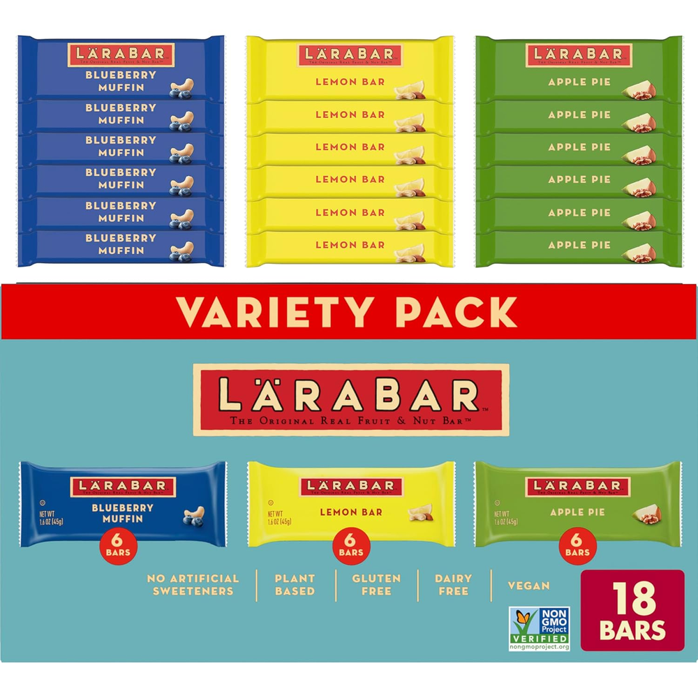 LARABAR Fruit & Nut Bars Variety Pack 18 Count (1.6 Oz Each), Blueberry Muffin L