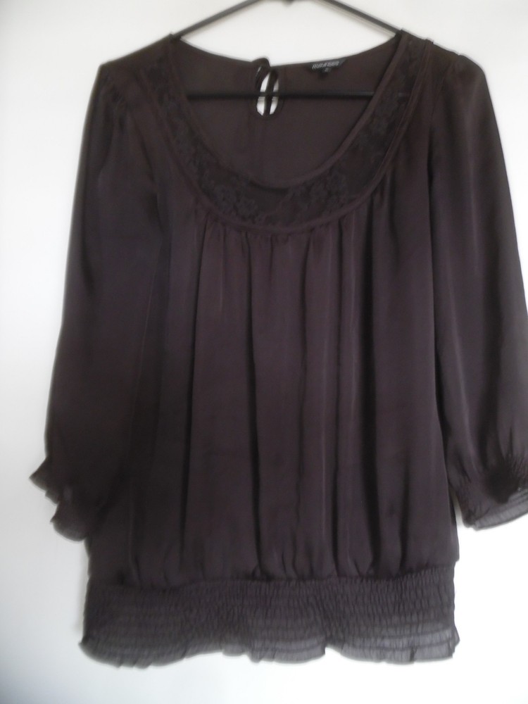 MAURICES Brown 3/4 Sleeve Peasant Blouse Size S