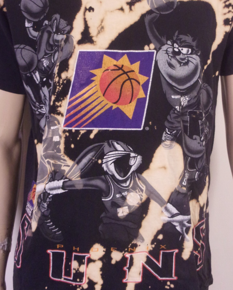 vintage 90s Tultex AOP Looney Tunes Phoenix Suns T-Shirt NBA single stitch SZ L
