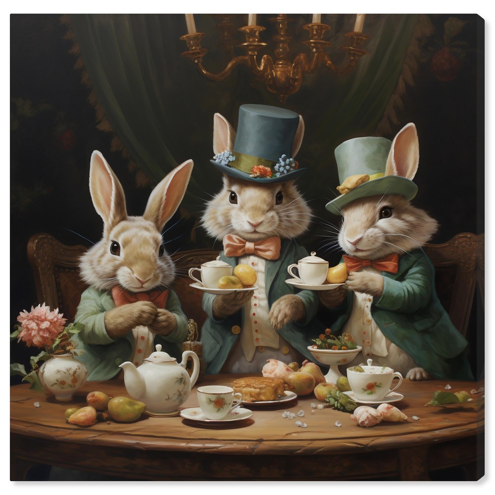 Hare Tea Party Traditional Wrapped Canvas Wall Art for Living Room
