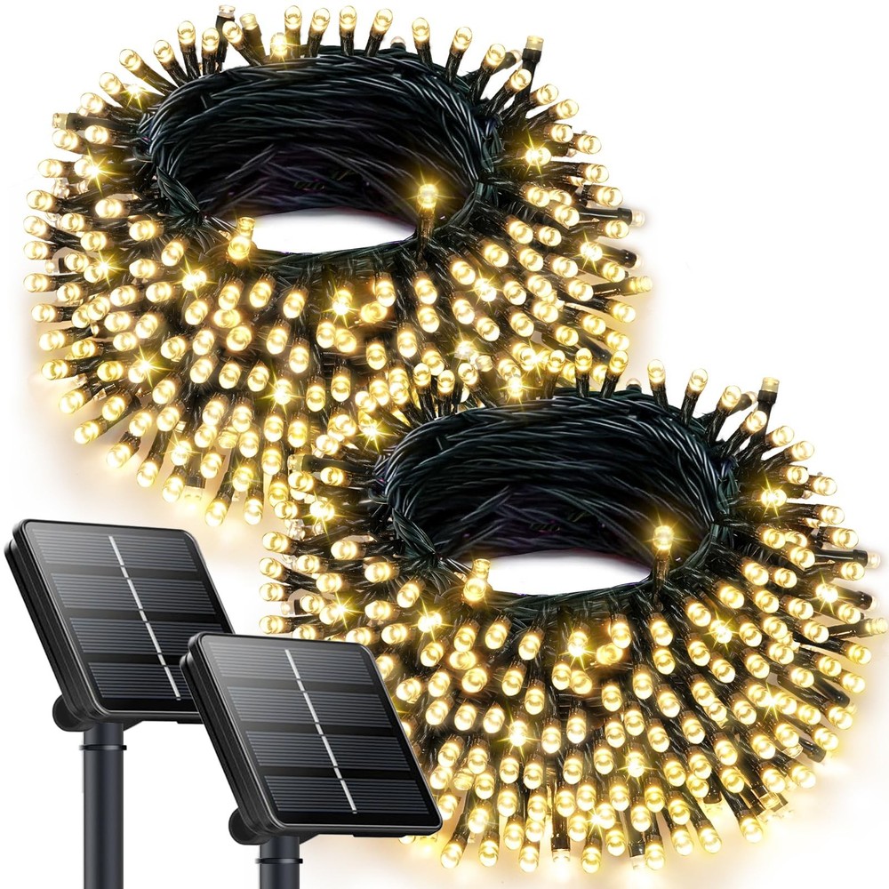 New 2PK 240LED 95FT Solar String Lights Outdoor Waterproof Christmas Tree with 8