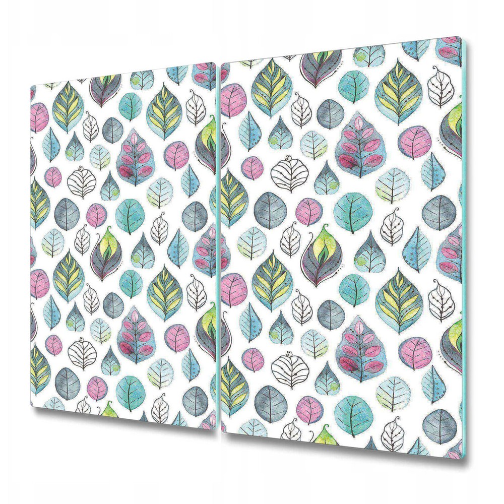 Glass Chopping Board Cartoon Leaves Colourful Leaf Watercolour Abstract 2x30x52