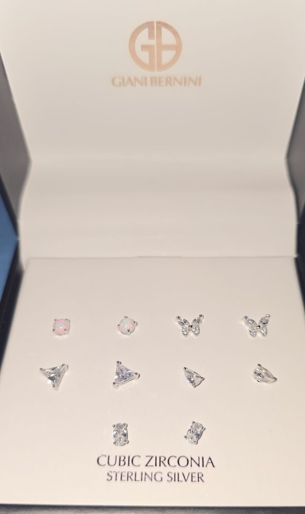 Giani Bernini Sterling Silver 5-Piece CZ Stud Earrings Set  