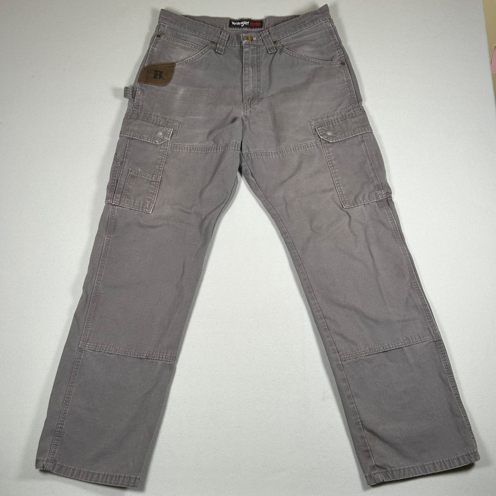 Wrangler Riggs Workwear Cargo Pants 33x32 Gray Ripstop Utility Work Pants