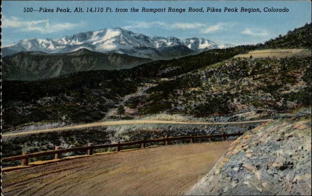 Colorado Pikes Peak Region Rampart Range Road ~ vintage postcard