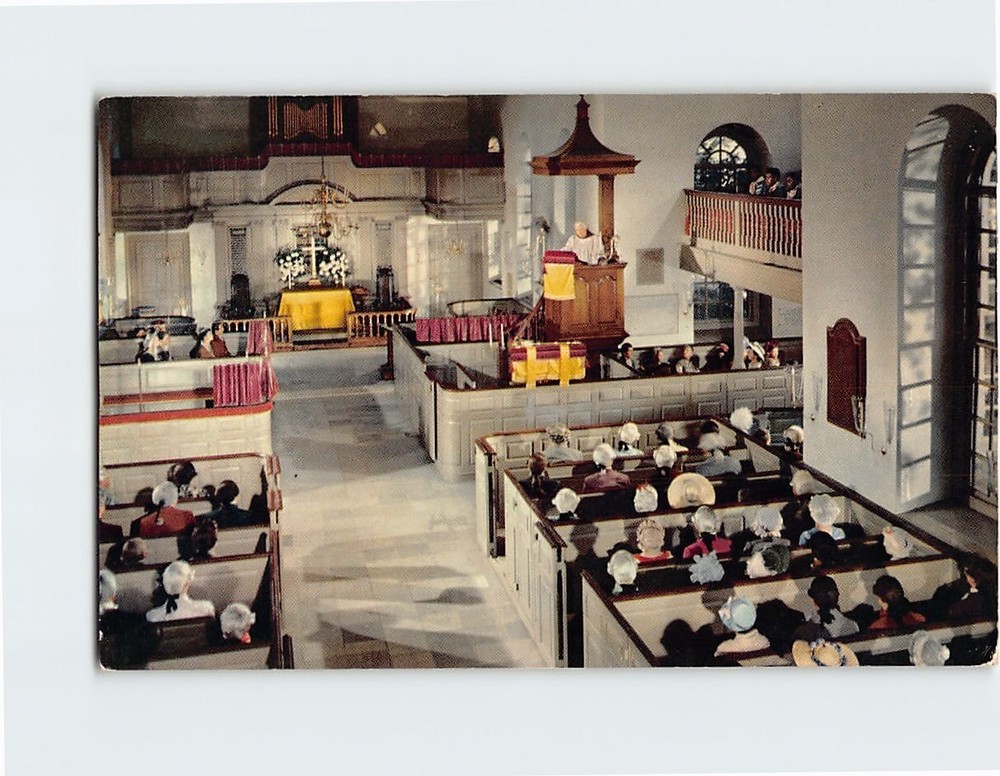 Postcard Interior Bruton Parish Church Williamsburg Virginia USA