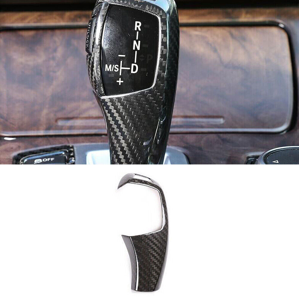 For BMW 5 Series 2011-2017 Dry Carbon Fiber Console Gear Shift Knob Cover Trim
