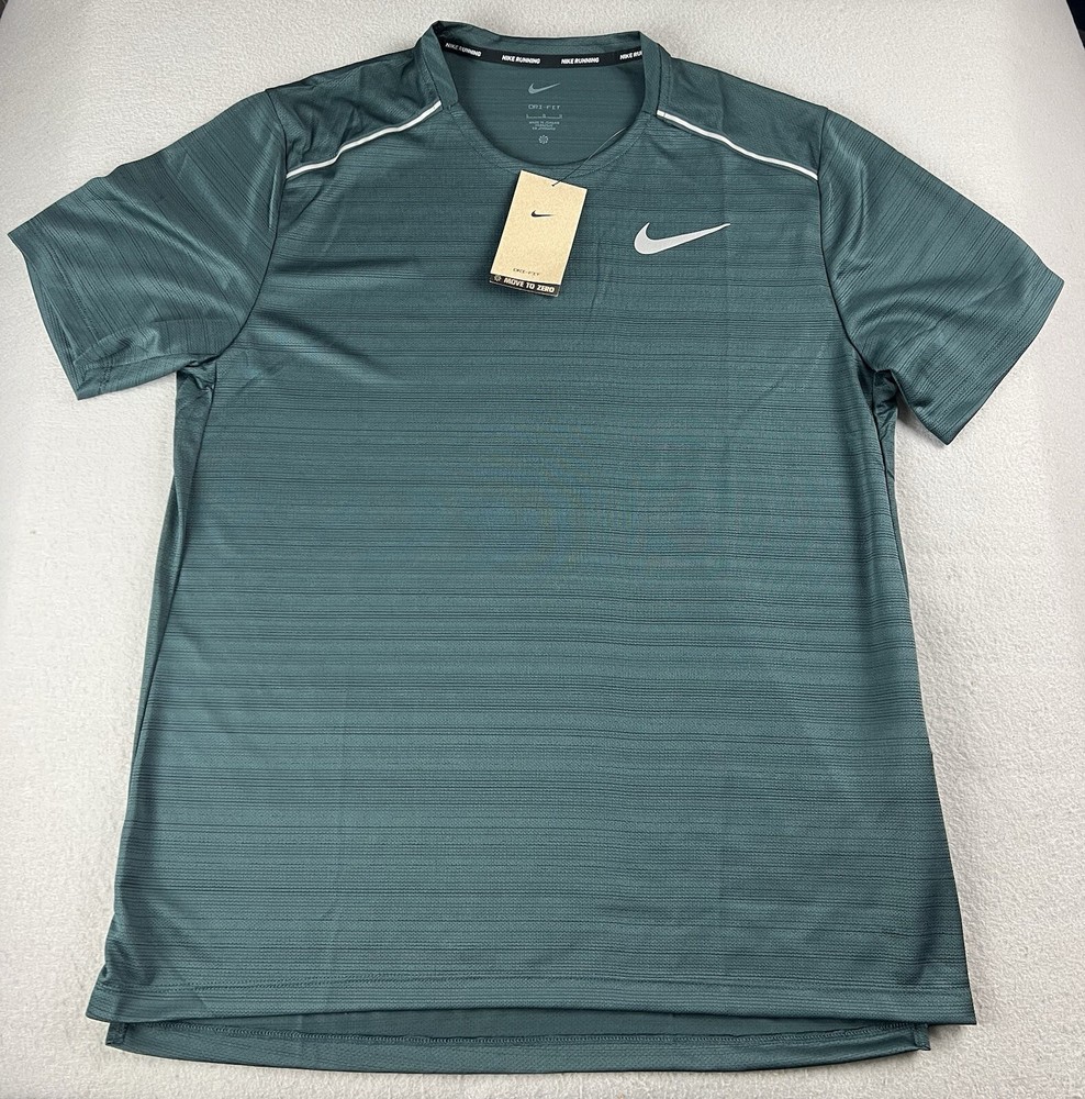 Nike Men’s DriFit Miller Running Shirt AJ7565-328 Pine Green Reflective Sz L NWT